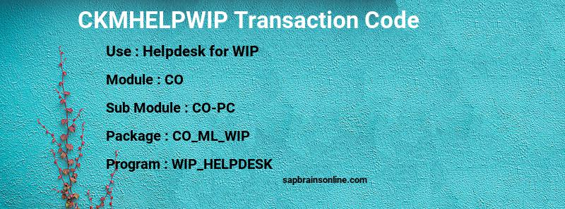 SAP CKMHELPWIP transaction code
