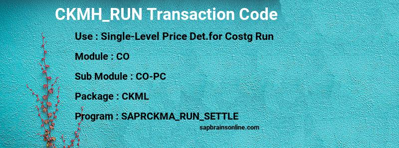 SAP CKMH_RUN transaction code