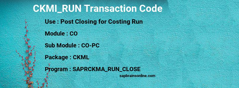 SAP CKMI_RUN transaction code