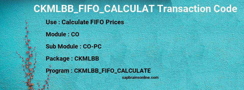 SAP CKMLBB_FIFO_CALCULAT transaction code