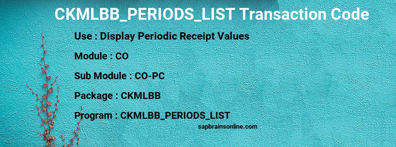 SAP CKMLBB_PERIODS_LIST transaction code