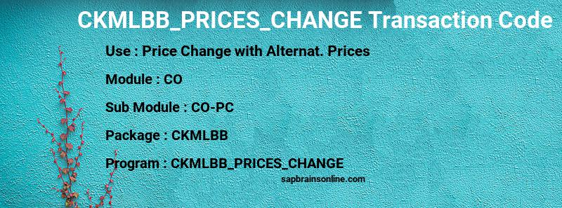 SAP CKMLBB_PRICES_CHANGE transaction code