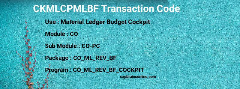 SAP CKMLCPMLBF transaction code