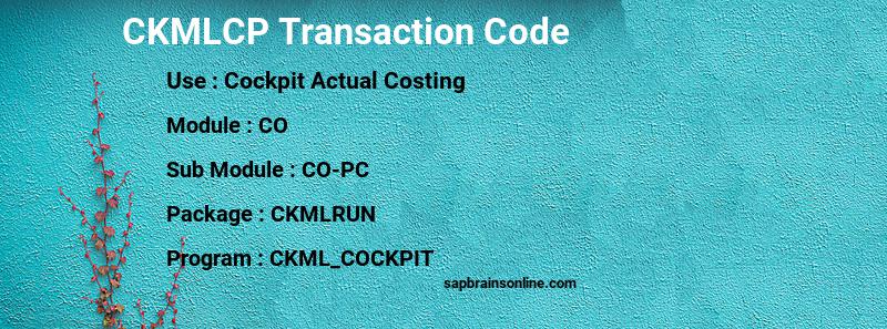 SAP CKMLCP transaction code