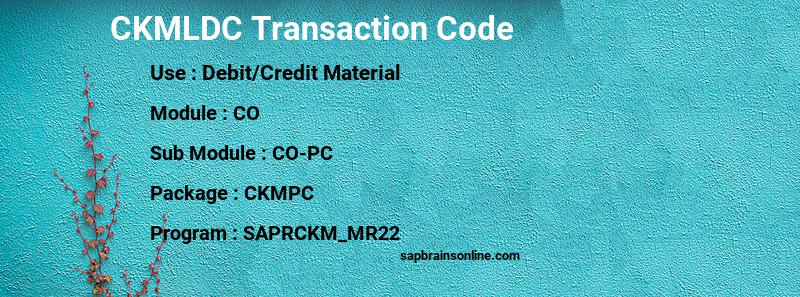 SAP CKMLDC transaction code