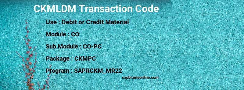 SAP CKMLDM transaction code