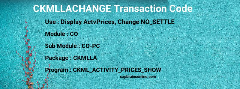 SAP CKMLLACHANGE transaction code
