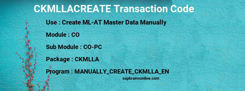 SAP CKMLLACREATE transaction code
