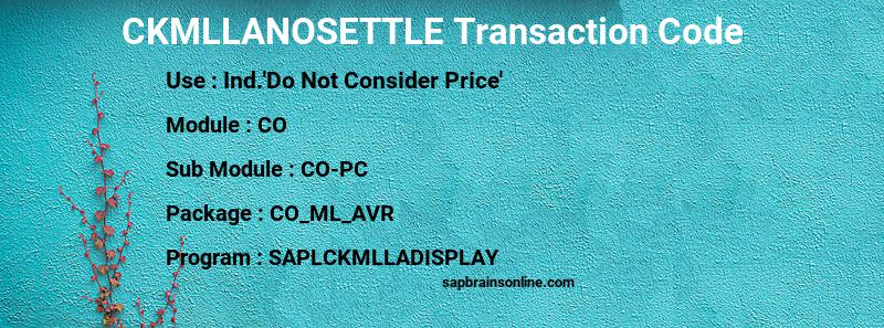 SAP CKMLLANOSETTLE transaction code