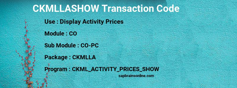 SAP CKMLLASHOW transaction code