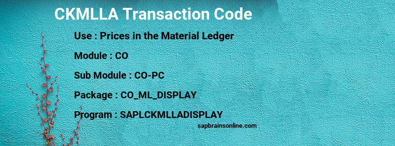 SAP CKMLLA transaction code