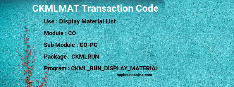 SAP CKMLMAT transaction code