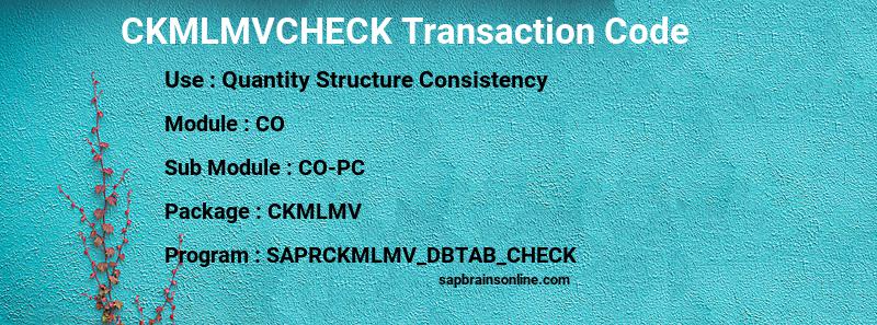 SAP CKMLMVCHECK transaction code