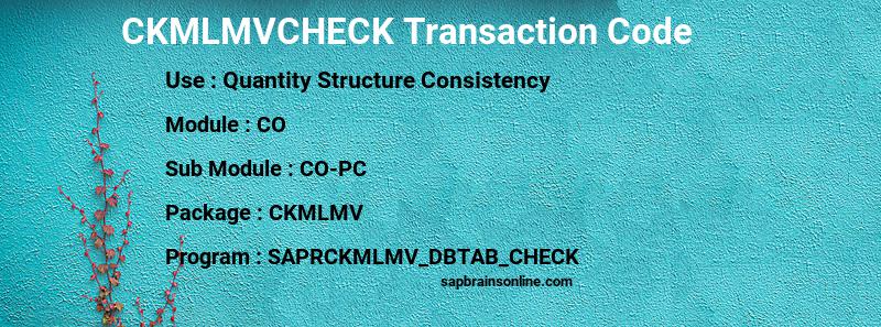 SAP CKMLMVCHECK transaction code