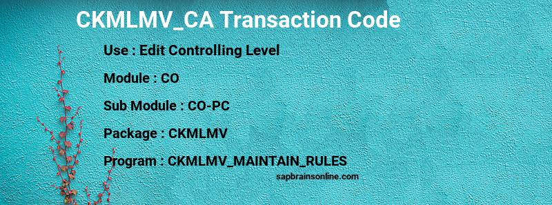 SAP CKMLMV_CA transaction code