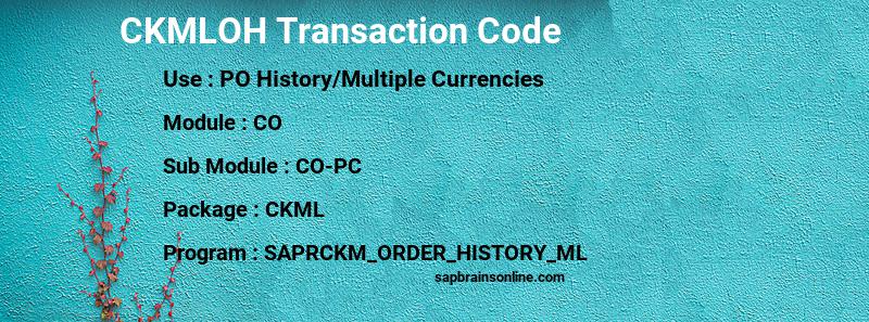 SAP CKMLOH transaction code