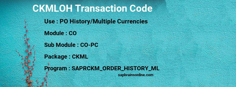 SAP CKMLOH transaction code