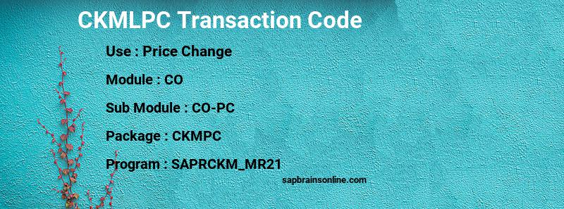 SAP CKMLPC transaction code