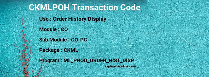 SAP CKMLPOH transaction code