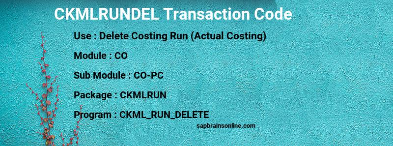 SAP CKMLRUNDEL transaction code