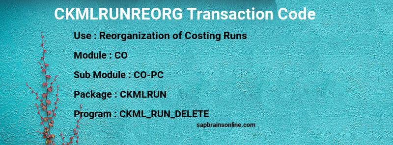 SAP CKMLRUNREORG transaction code