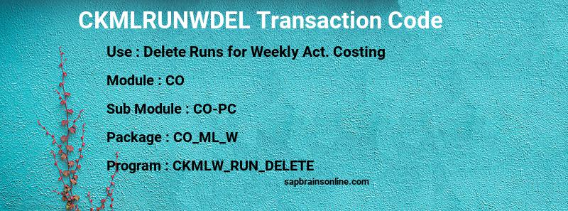 SAP CKMLRUNWDEL transaction code