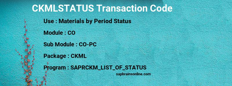 SAP CKMLSTATUS transaction code