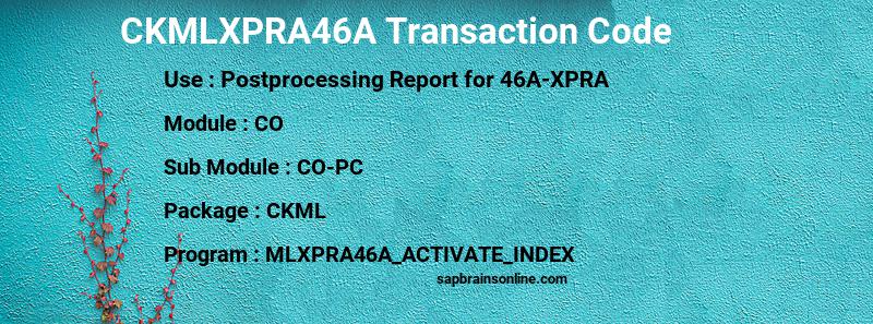 SAP CKMLXPRA46A transaction code