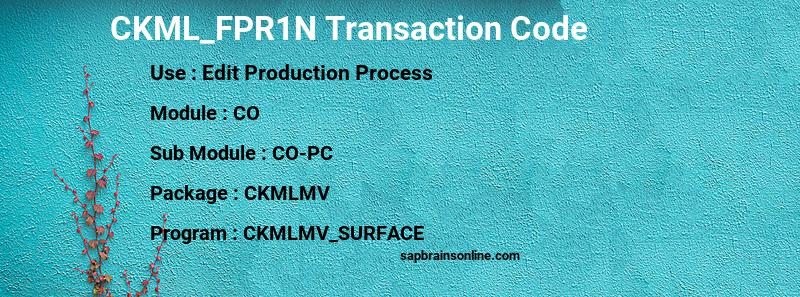 SAP CKML_FPR1N transaction code