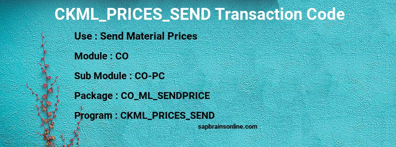 SAP CKML_PRICES_SEND transaction code