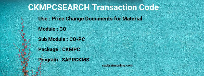 SAP CKMPCSEARCH transaction code