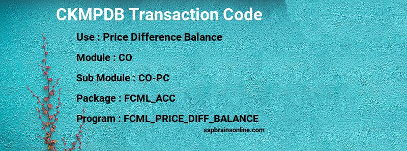 SAP CKMPDB transaction code