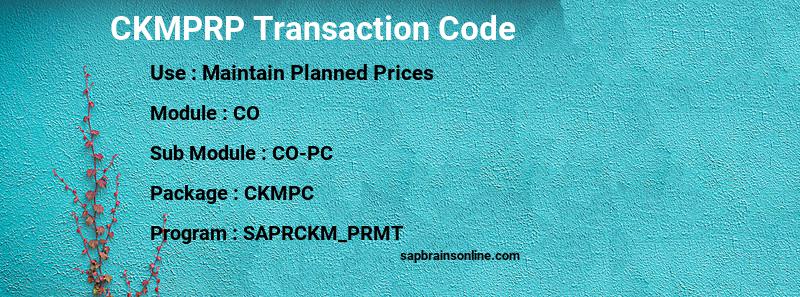 SAP CKMPRP transaction code