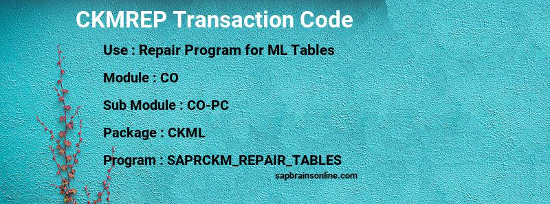 SAP CKMREP transaction code