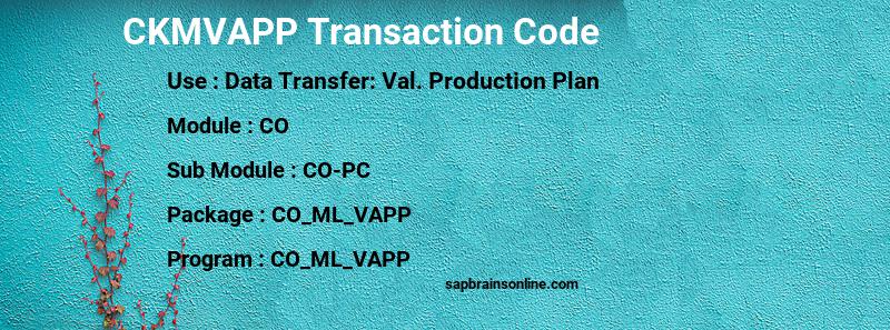 SAP CKMVAPP transaction code