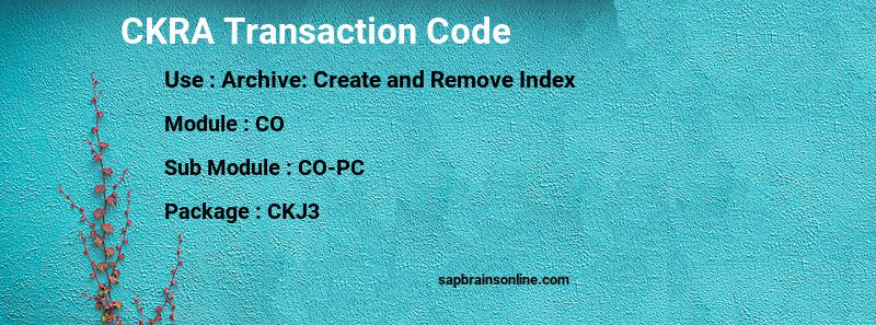SAP CKRA transaction code