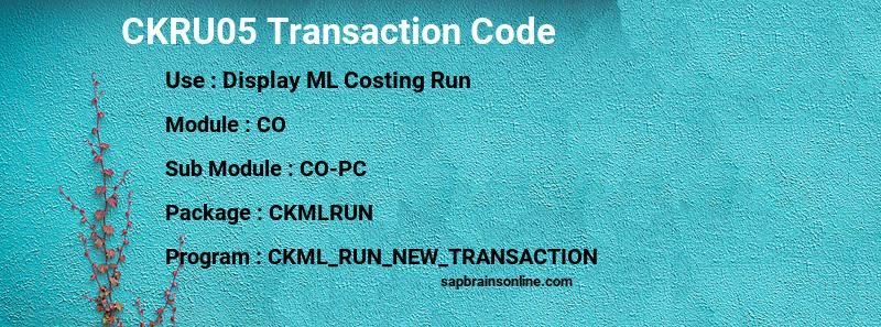SAP CKRU05 transaction code