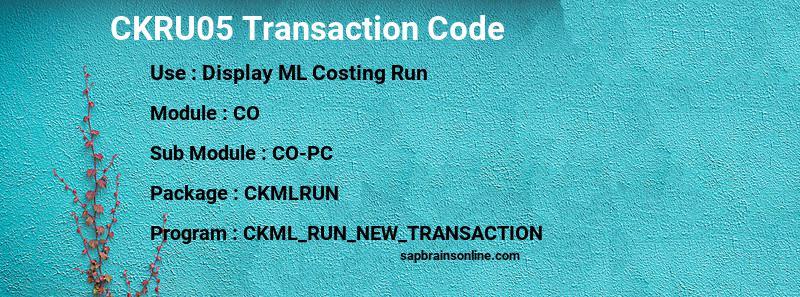 SAP CKRU05 transaction code