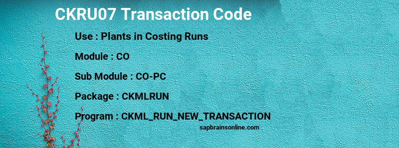 SAP CKRU07 transaction code