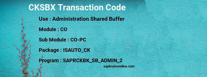 SAP CKSBX transaction code