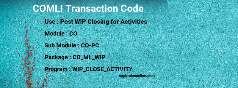 SAP COMLI transaction code
