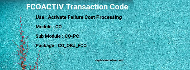 SAP FCOACTIV transaction code