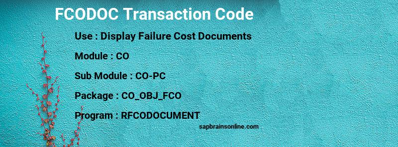 SAP FCODOC transaction code