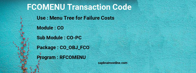 SAP FCOMENU transaction code