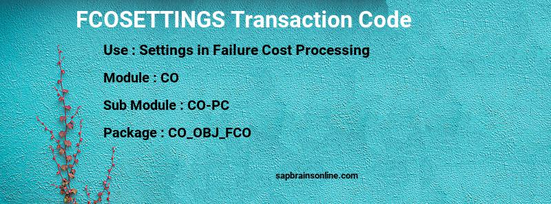SAP FCOSETTINGS transaction code