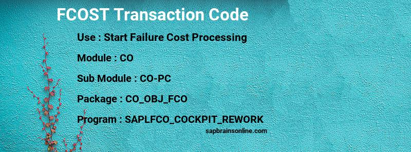 SAP FCOST transaction code