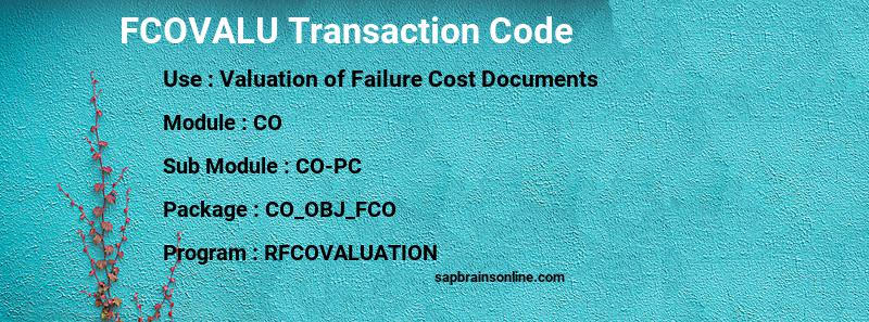 SAP FCOVALU transaction code