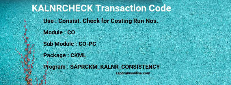 SAP KALNRCHECK transaction code