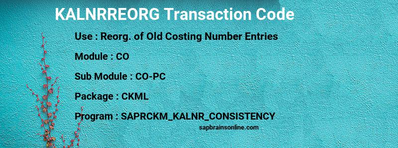 SAP KALNRREORG transaction code