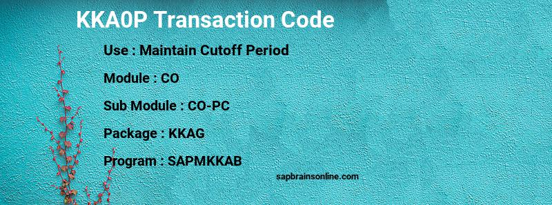 SAP KKA0P transaction code